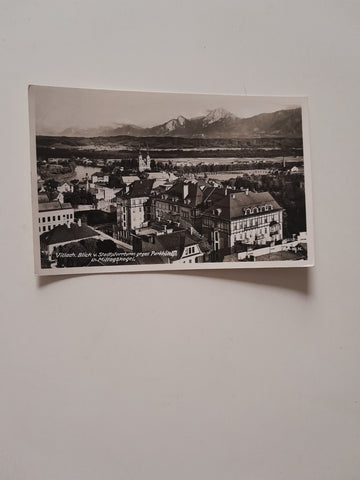 AK Villach. Blick v. Stadtpfarrturm gegen Parkhotel u. MIttagskogel. (1939-40)