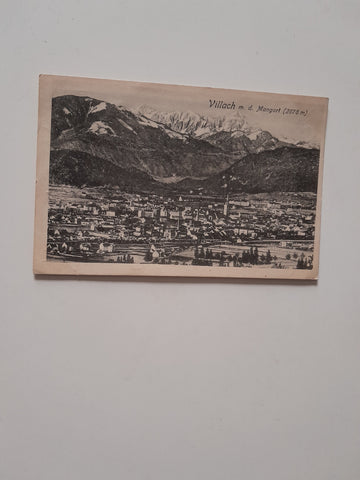 AK Villach mit dem Mangart. (1921)