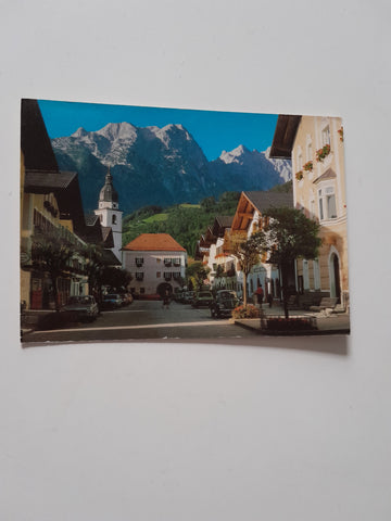 AK Kuchl. Marktstraße gegen den Hohen Göll.