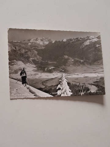 AK Blick v. Roßfeld ins Salzachtal mit Dachstein und Tennengebirge.