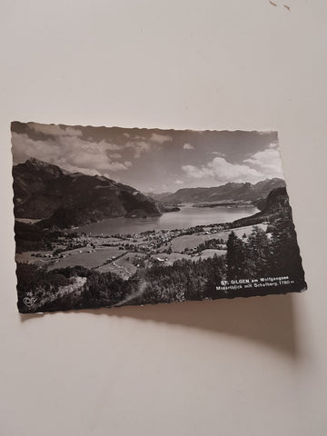 AK St. Gilgen am Wolfgangsee. Mozartblick mit Schafberg.