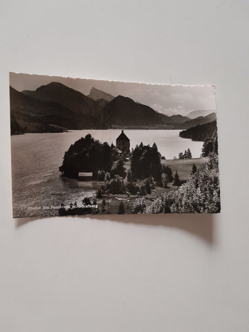 AK Abend am Fuschlsee mit Schafberg.