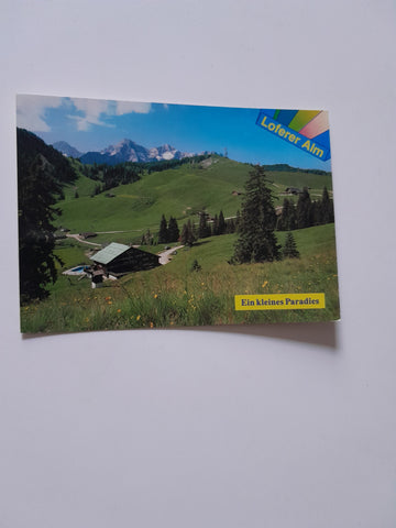AK Loferer Alm mit Haus Getraud in der Sonne.