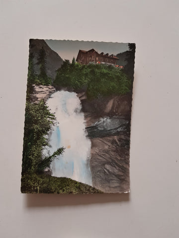 AK Mittlerer Krimmler Wasserfall mit Gasthof Schönangerl.