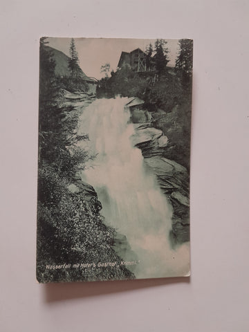 AK Wasserfall mit Hofer's Gasthof Krimml.
