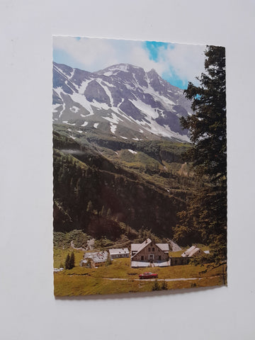 AK Hoher Tauernhof gegen den Hohen Sonnblick in Kolm Saigurn.