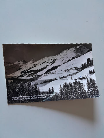 AK Gasthof Mitterlengau mit Gamshag Tristkogel u. Staffkogel, Hinterglemm.