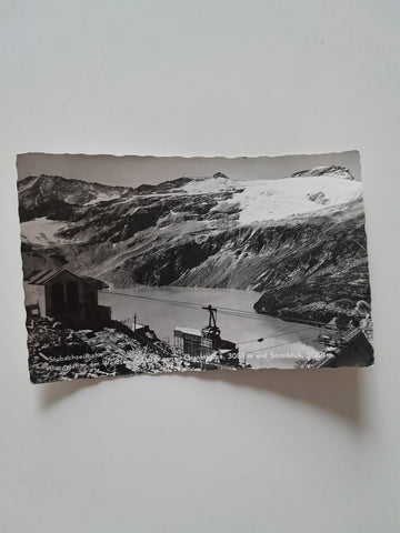 AK Stubachseilbahn. Bergstation am Weißsee gegen Granatspitze und Sonnblick. (1955)