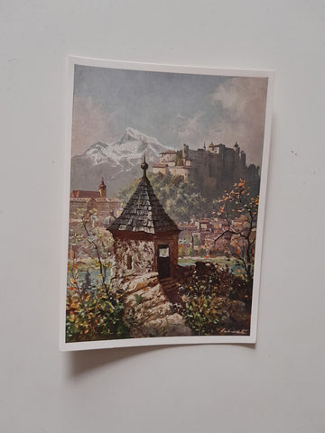 AK Salzburg. Festung mit Untersberg. (nach einem Original von Franz Schwetz)