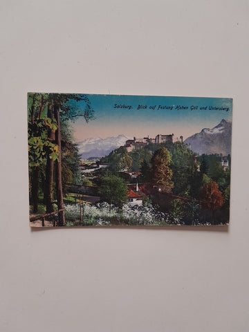 AK Salzburg. Blick auf Festung Hohen Göll und Untersberg. (1919-20)