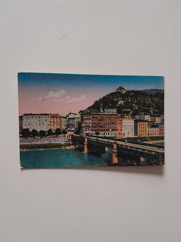 AK Salzburg. Stadtbrücke mit Kapuzinerberg.