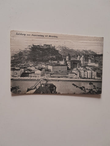 AK Salzburg vom Kapuzinerberg mit Mozartsteg.