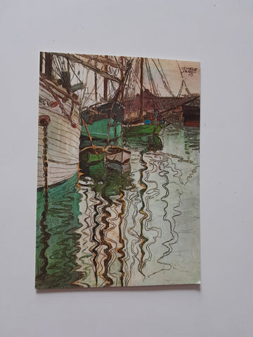AK Egon Schiele "Segelschiffe in wellenbewegtem Wasser" Neue Galerie Graz.