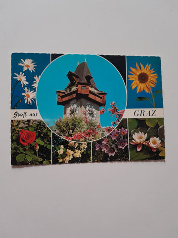 AK Gruß aus Graz. Uhrturm.