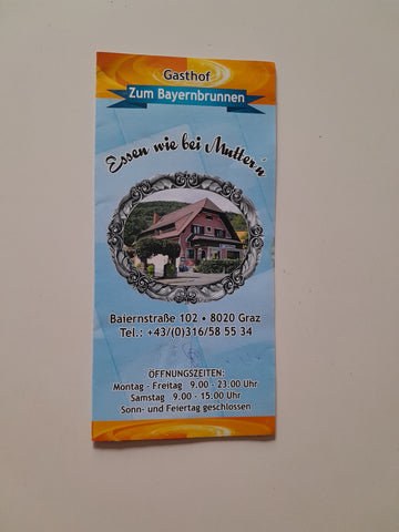 Prospekt Gasthof Zum Bayernbrunnen. Graz.