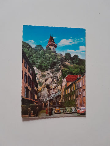 AK Graz. Schloßbergsteig mit Uhrturm.