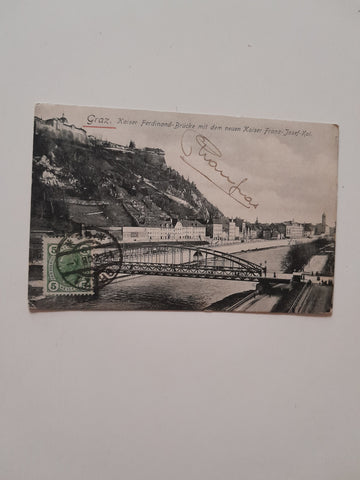AK Graz Kaiser Ferdinand Brücke mit dem neuen Kaiser Franz Josef Kai. (1905)