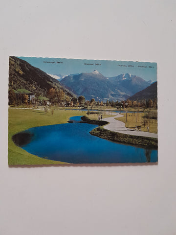 AK Bad Hofgastein. Neuer Kurpark mit Gletscherblick.