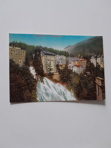 Reprint-AK Badgastein mit Wasserfall.