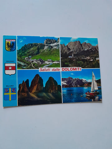 AK Saluti dalle Dolomiti. Lago di Misurina.
