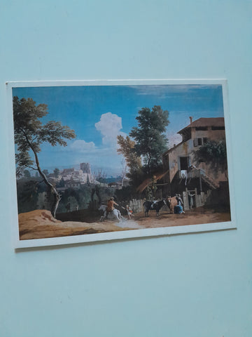 AK Marco Ricci e il paesaggio veneto del Settecento, Belluno Papazzo Crepadona. Fattoria con cavaliere al galoppo.