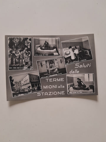 AK Saluti dalle Terme Mioni alla Stazione. Montegrotto Terme.
