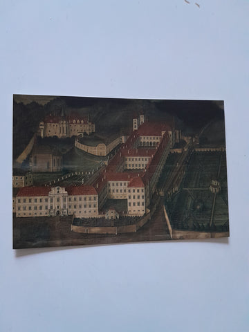 AK Benediktinerabtei St. Lambrecht. Gesamtansicht von Südosten, Öl auf Leinwand.