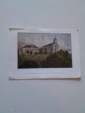 Billett-Fragment Kirche und Kloster in Bad Gleichenberg um 1860. (nach einem Stich von C. Reichert.