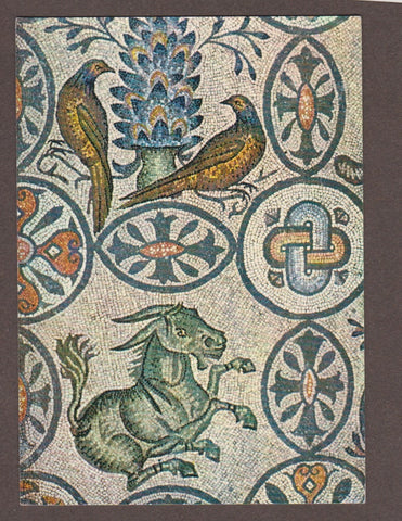 AK Aquileia. Basilica - Cripta degli scavi: Particolare del mosaico (fine del III secolo) - Fagiani e asinello.