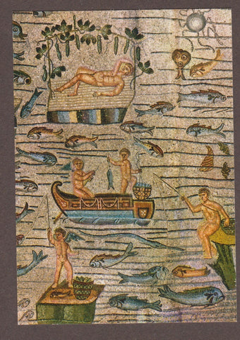 AK Aquileia. Basilica di Poppo Mosaico pavimentale (iniz. IV. secolo) Il riposo di Giona e scene di pesca.