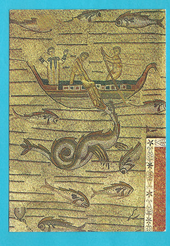 AK Aquileia. Basilica di Poppo. Mosaico pavimentale. Giona ingoiato dal cete.