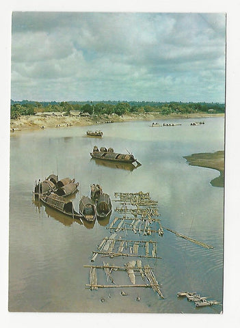 AK East Pakistan. Bamboo rafts in Karnafuli river. 