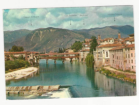 AK Bassano del Grappa. Storico Ponte Vecchio sul Fiume Brenta.