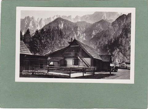 AK Johnsbach im Gesäuse. Gasthof Pircher mit Hochtorgruppe. (1931)