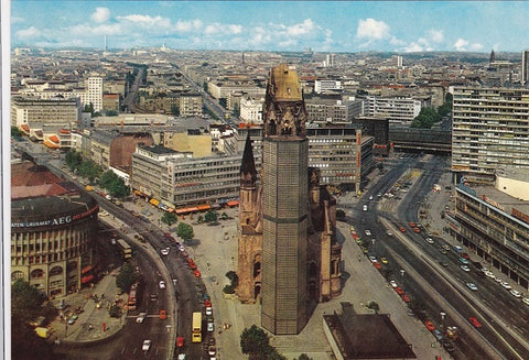 Groß-AK Berlin. Blick vom I-Punkt (Europa Center) auf Kaiser-Wilhelm-Gedächtniskirche und die City.