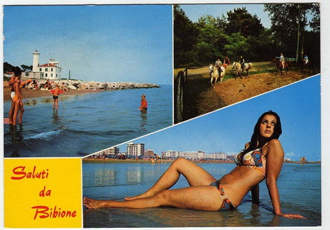 AK Saluti da Bibione. Il Faro. La Spiaggia. Il Galoppatoio.