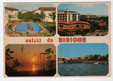AK Saluti da Bibione. Villaggio Alemagna - Piscina - Tramonto sulla Valle - I Casoni.
