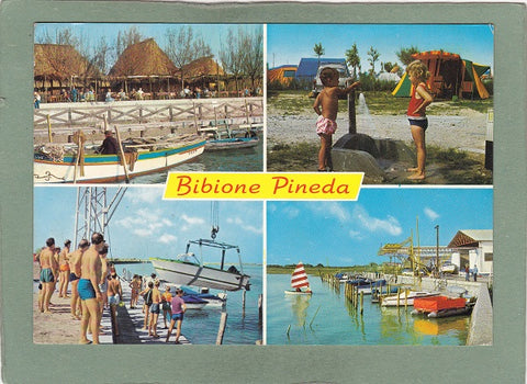 AK Bibione Pineda. Zona motoscafi e vita di campeggio.