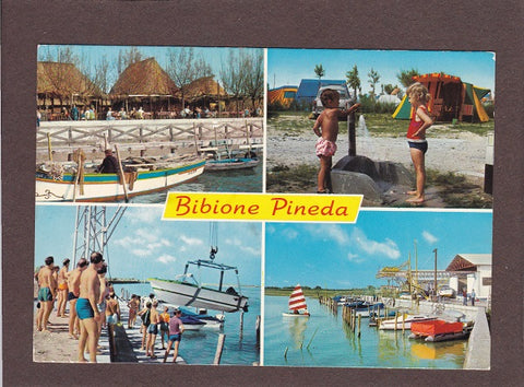 AK Bibione Pineda. Zona motoscafi e vita di campeggio.