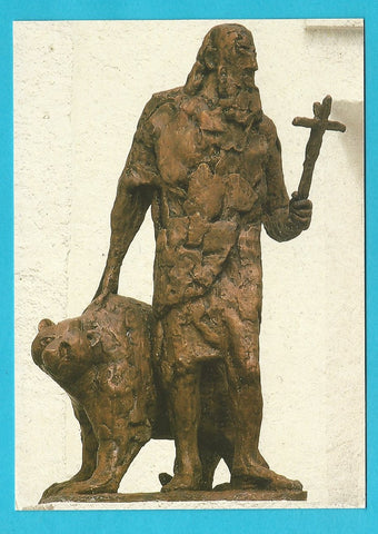 AK St. Gerold. Propstei. Hl. Gerold, Bronzepastik von Hugo Imfeld.