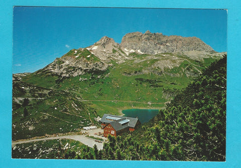 AK Freiburger Hütte mit Formarinsee und Rote Wand.
