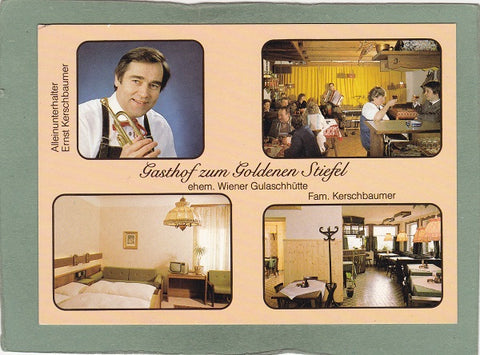 AK Mariazell. Gasthof zum Goldenen Stiefel. Dr.-Lueger-Gasse 2. Fam. Kerschbaumer.