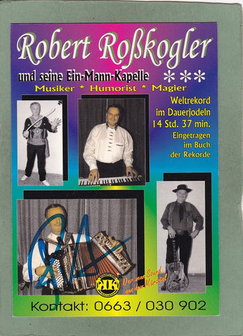 Autogrammkarte. Robert Roßkogler und seine Ein-Mann-Kapelle.