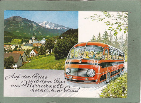 AK Auf der Reise mit dem Bus aus Mariazell herzlichen Gruß.