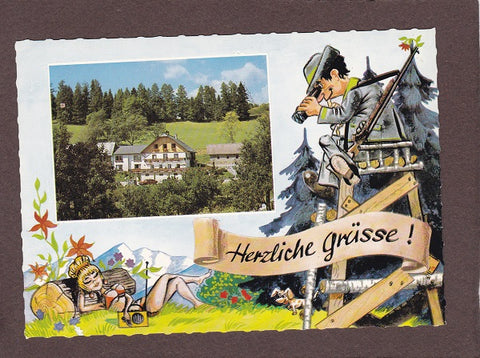AK Herzliche Grüße. Krieglach, Malleisten 16. Pension Tannhof. F. u. M. Schrittwieser.