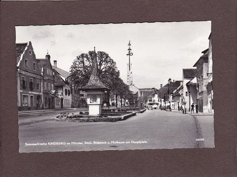AK Kindberg im Mürztal. Bildstock u. Maibaum am Hauptplatz. (1964)