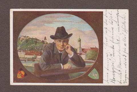 AK Peter Rosegger. Hintergrund Graz. Deutscher Schulverein. (um1910)