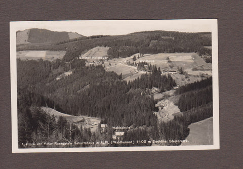 AK Ausblick von Peter Rosegger's Geburtshaus in Alpl. Waldheimat. (1957)