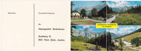 Doppel-Werbe-AK Alpengasthof Bodenbauer und Umgebung.