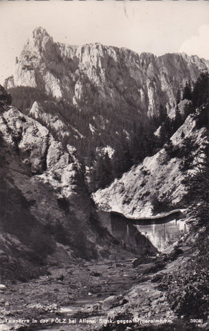 AK Talsperre in der Fölz bei Aflenz gegen Mitteralmturm. (1957)